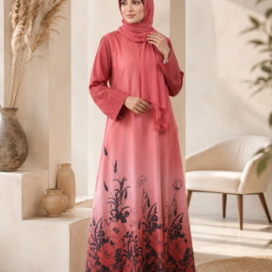 Coral Bloom Abaya