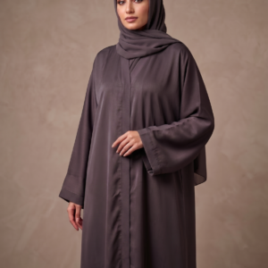 Grayish Plum Plain Abaya